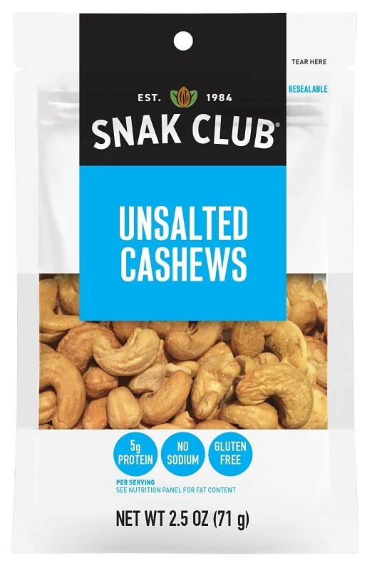 Unsalted Cashew 2.5 Ounce Pack - Healthy Snack Option