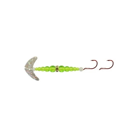 Double Whammy Kokanee Pro #4 Silver Sparkle And Chartreuse Fishing Lure