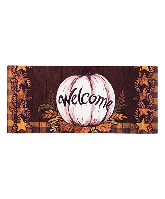 Outdoor Doormat Insert - Brown & White Pumpkin 'welcome' Design