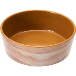 Stoneware 10 Oz Spot Melamine Wood Pet Dish Bowl, Brown - Small