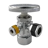 Dual Outlet Angle Stop Brass Valve, 5/8" Od Compression Inlet, 7/16" & 1/4" Od Outlets
