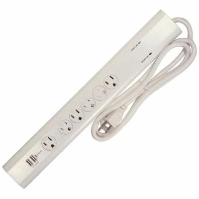 91231 - 6 Outlet 6' Surge Strip With Straight Plug And 900 Joules Protection
