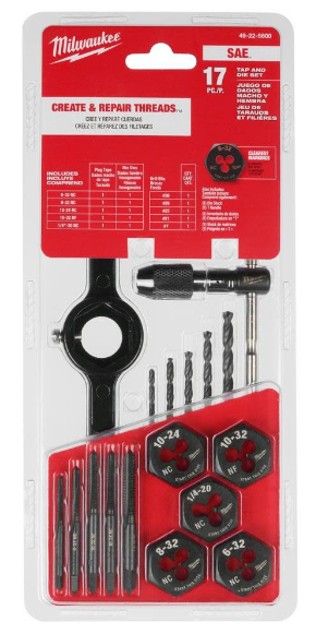 17 Piece Sae Tap And Die Set For Precision Threading And Repair