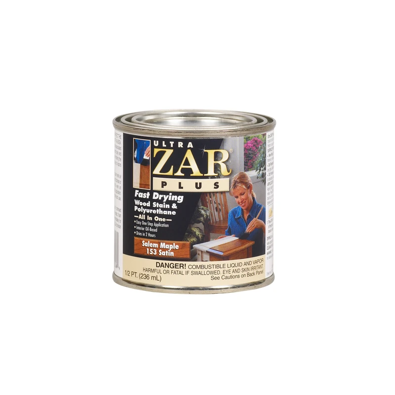 Ultra Zar Plus Satin Salem Maple Oil-based Polyurethane Fast Dry Wood Stain 0.5 Pint