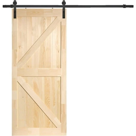 Unfinished Barn Door 36" X 84" Solid Wood Interior Sliding Door