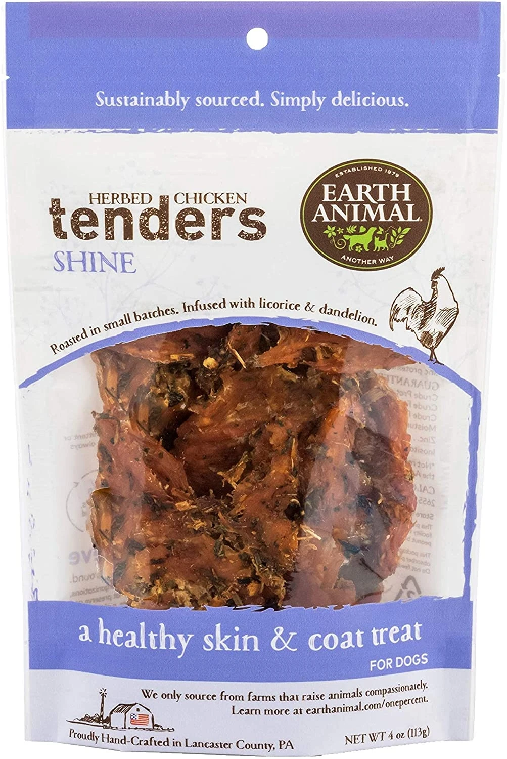 Shine Herbed Chicken Tenders Skin & Coat Support Dog Treats 4 Oz