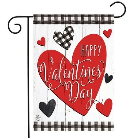 Checkered Valentine Garden Flag 12.5 X 18 Rustic Holiday Decor By Briarwood Lane