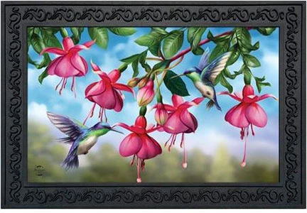 Flight Of The Hummingbirds Spring Doormat Floral Indoor Outdoor 18 X 30