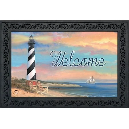 Coastal Lighthouse Summer Doormat Welcome Pier Indoor Outdoor 18 X 30 Inches