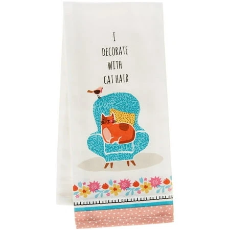 Crazy Cat Hair Tea Towel - One Size, Multi-color: White, Blue, Pink, Orange