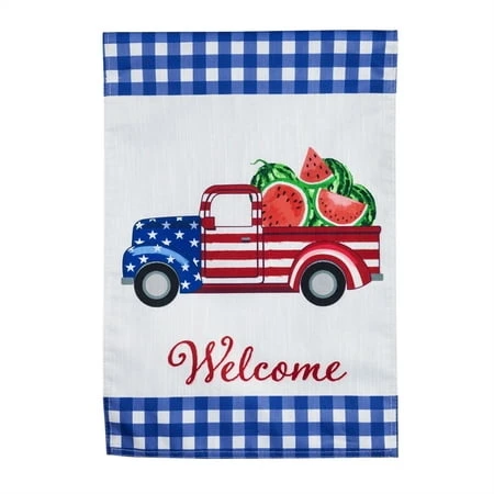 Patriotic Watermelon Truck Garden Flag, 12.5 X 0.2 Inches