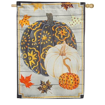 PATTERNED PUMPKINS AND LEAVES HOUSE FLAG