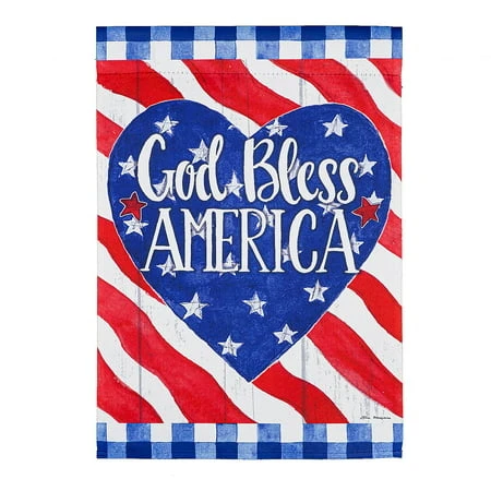 God Bless America Heart Garden Suede Flag - Decorative Outdoor Flag