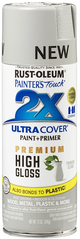Painter's Touch 2X Ultra Cover High-Gloss Spray Paint, Thunder Cloud, 12 oz.