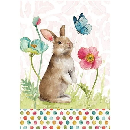 House Flag - Bunny And Flowers Design, 28 X 40 Inches