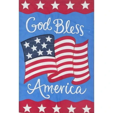 Applique Garden Flag - God Bless Design For Outdoor Use