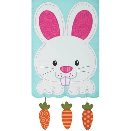 Applique Garden Flag - Bunny And Carrots Design
