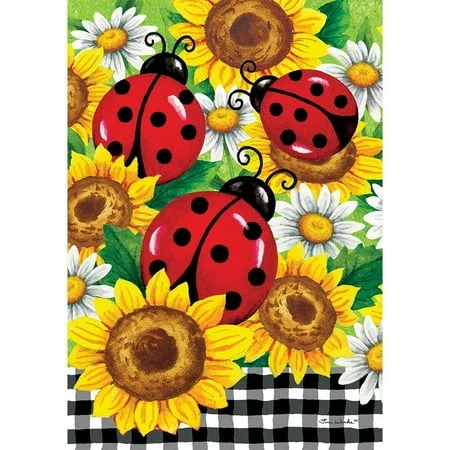 Garden Flag Featuring Sunflower And Ladybug Design For Outdoor Use