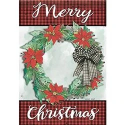 253200 12.5 X 18 Inch Holly Wreath Dura Soft Garden Flag