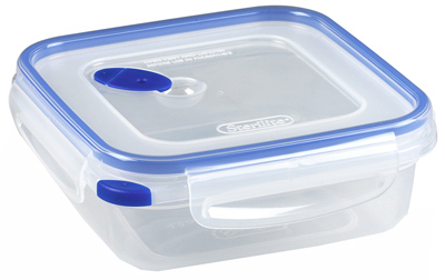 Ultra-seal Square Food Container, Clear/blue, 4-cup Capacity