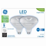GE 93129298 Floodlight Bulb, PAR38 Lamp, 90 W Equivalent, Medium Lamp Base, Non-Dimmable, Clear, Bright White Light