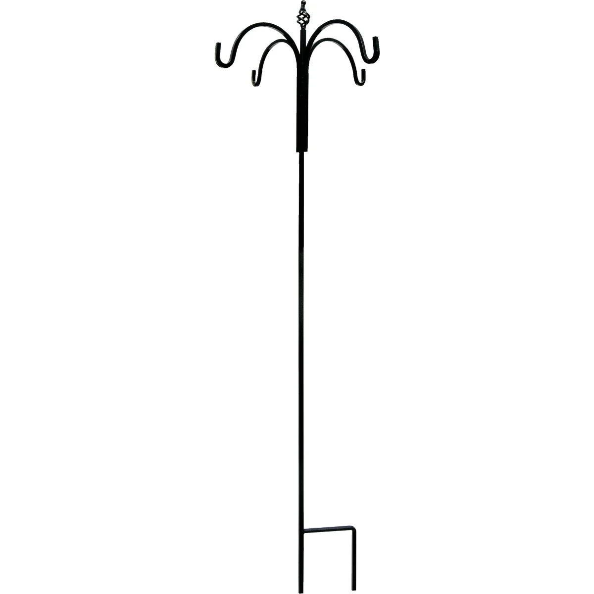 90 In. Black Steel Spiral Twist Top 4-hook Shepherd Rod Hanger