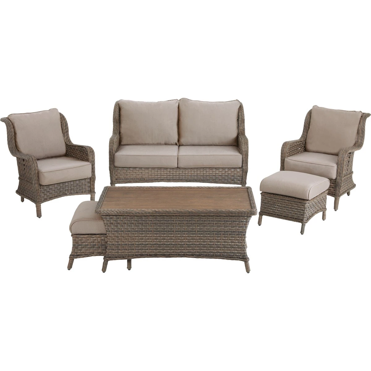 Heritage 6-piece Chat Set With Loveseat, Chairs, Table & Ottomans