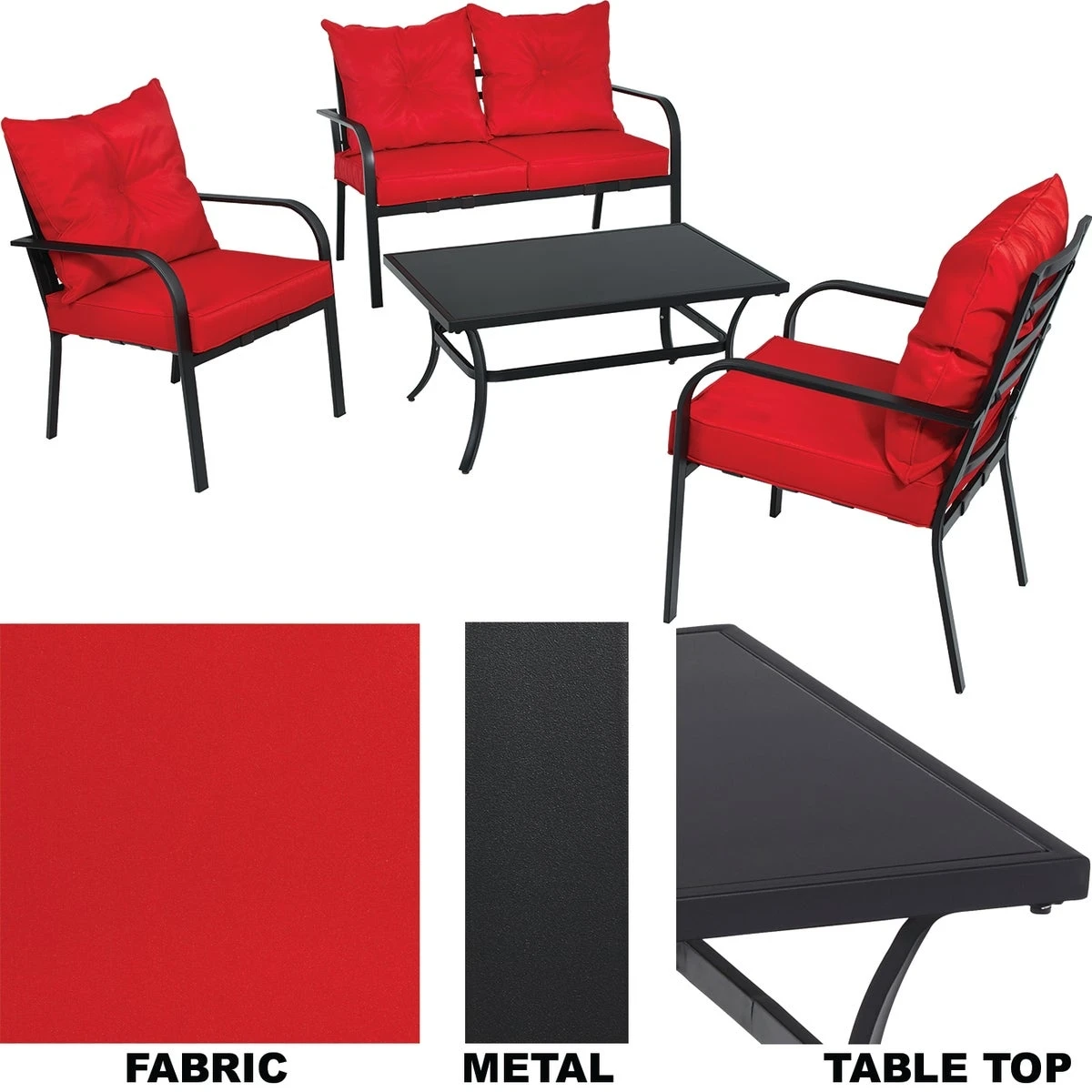 Apollo 4-piece Chat Set With Steel Frame And Cushions