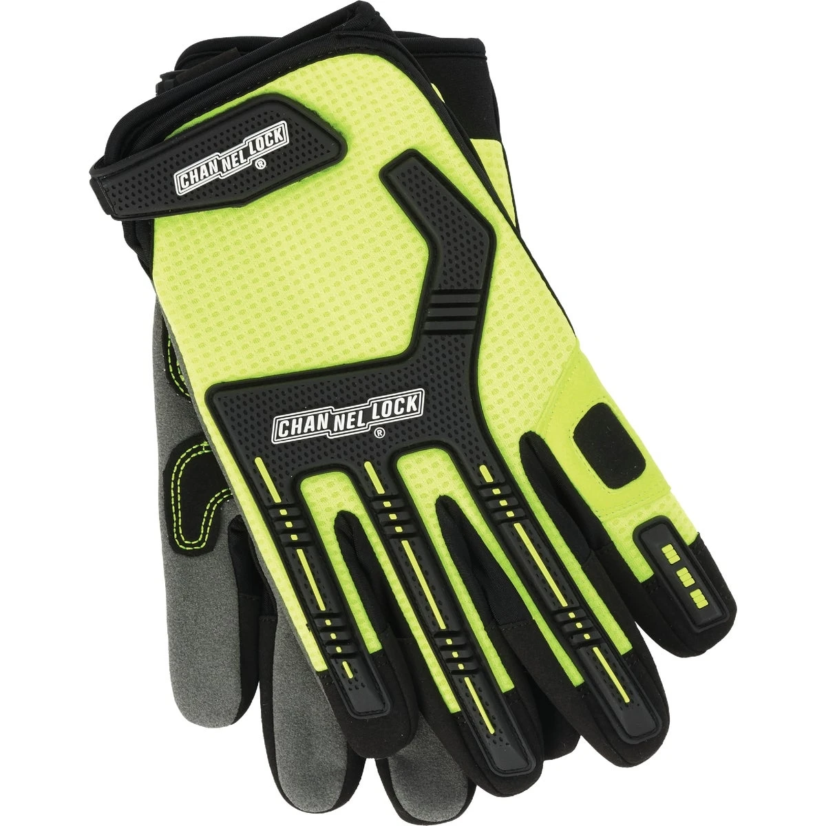 Men's Large Hi-visibility Yellow Synthetic Leather Heavy-duty Mechanics Glove