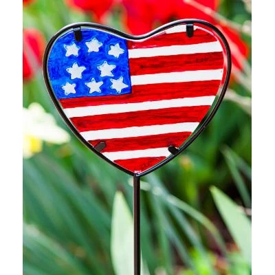 Evergreen Garden Stakes Americana Heart Garden Stake - Decorative Outdoor Yard Art