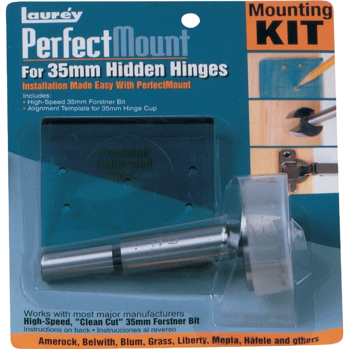 Perfect Mount Hinge Installation Kit With 35mm Forstner Bit And Alignment Template