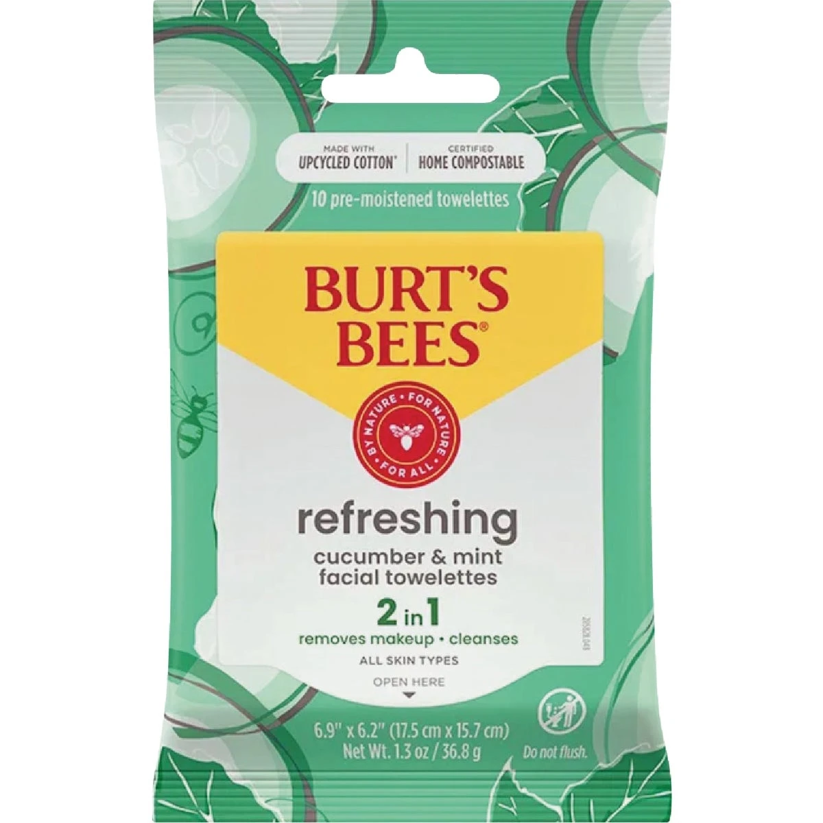 Refreshing Cucumber Mint Facial Towelettes - 10 Count, 6.9 X 6.2 Inches