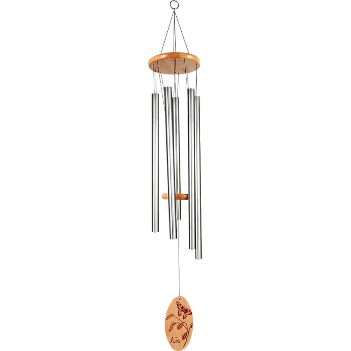 36 Inch Silver Wind Chime With Butterfly Decoration