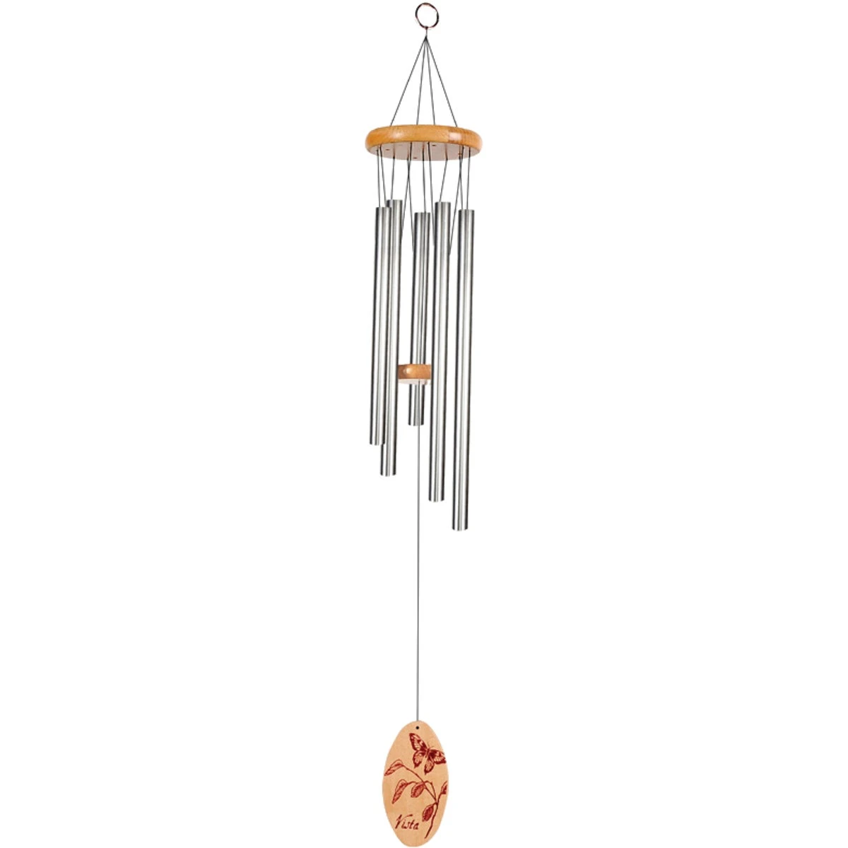 29 Inch Silver Wind Chime With Butterfly Decoration