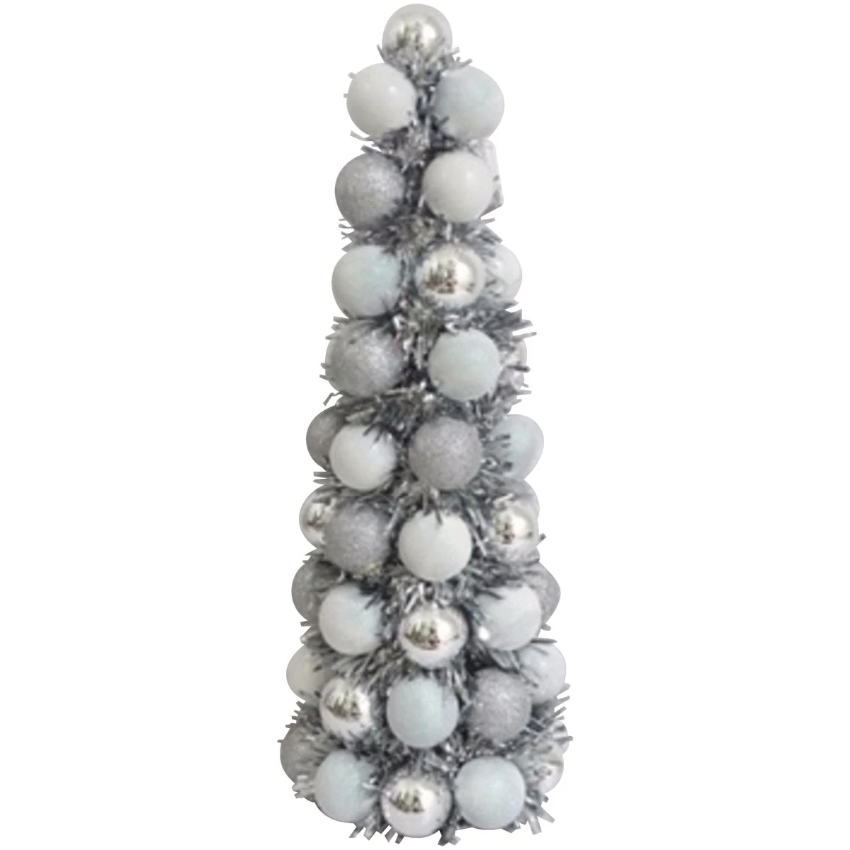 17 Inch Silver & White Shatterproof Cone Specialty Decorative Tree