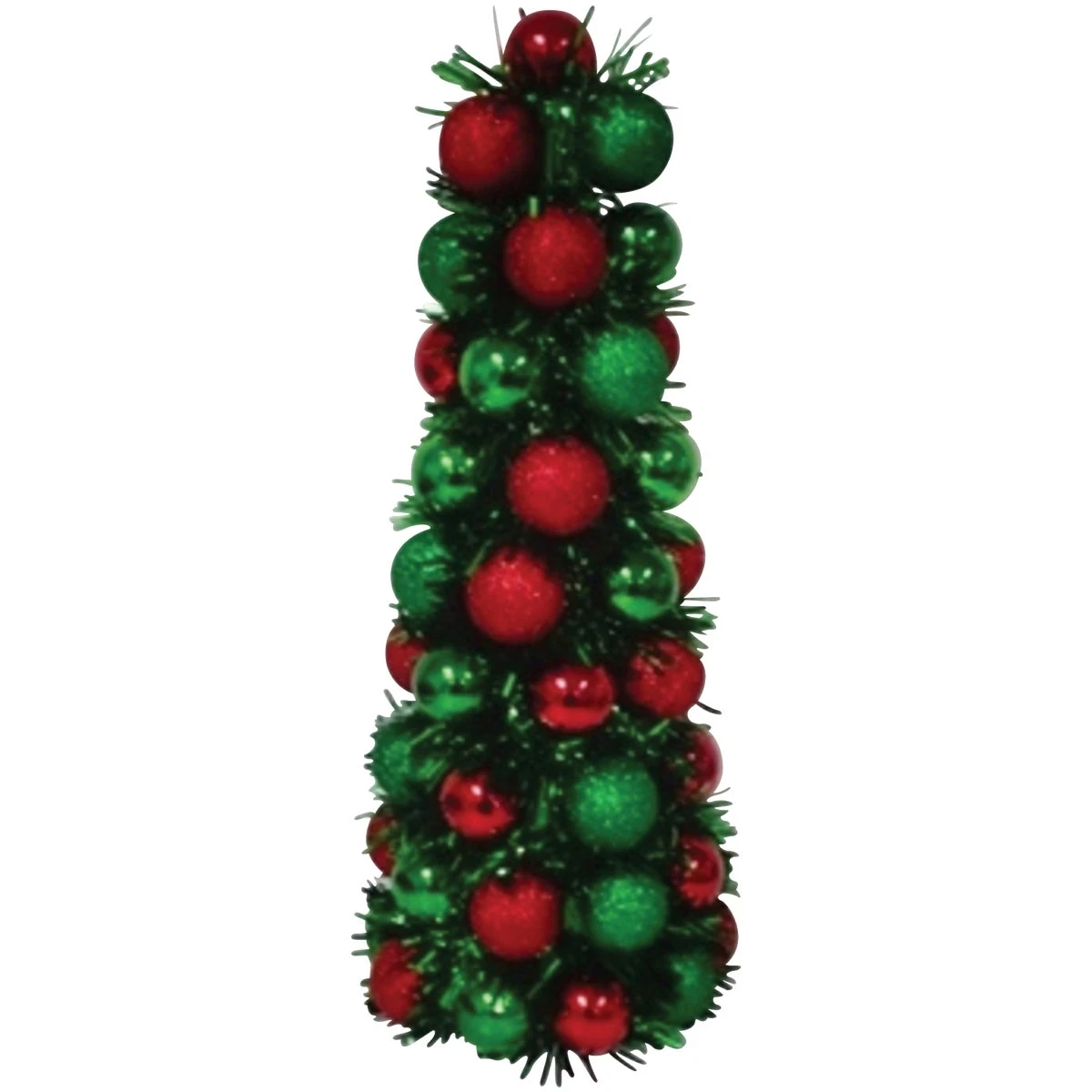 17 Inch Red & Green Shatterproof Glitter Cone Specialty Tree - Indoor Decoration