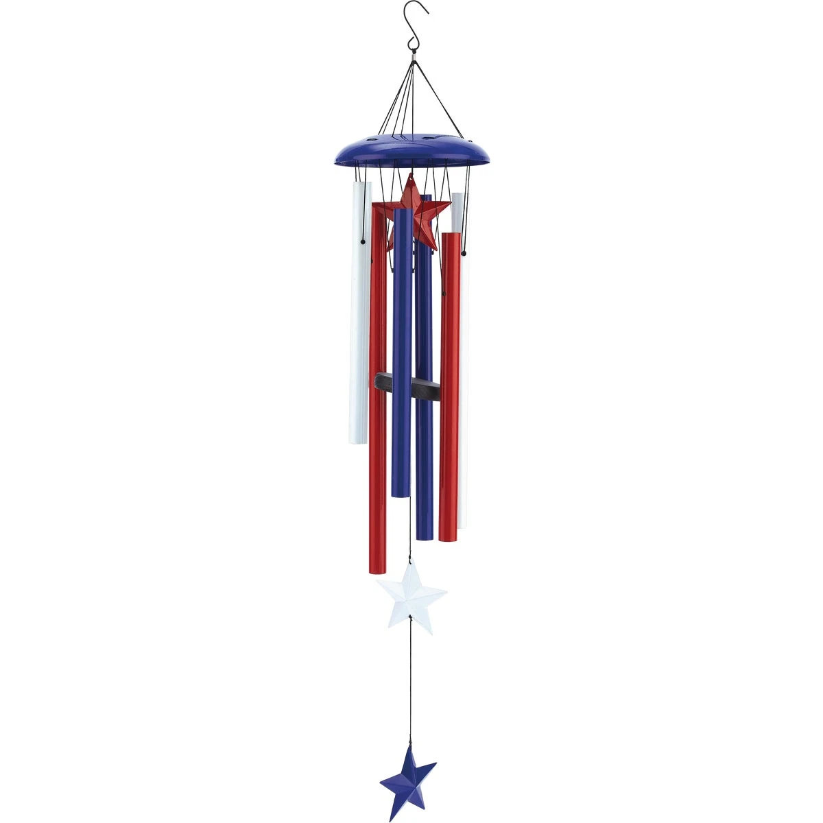 36 Inch Americana Wind Chime With Metal Tubes And Wooden Clapper