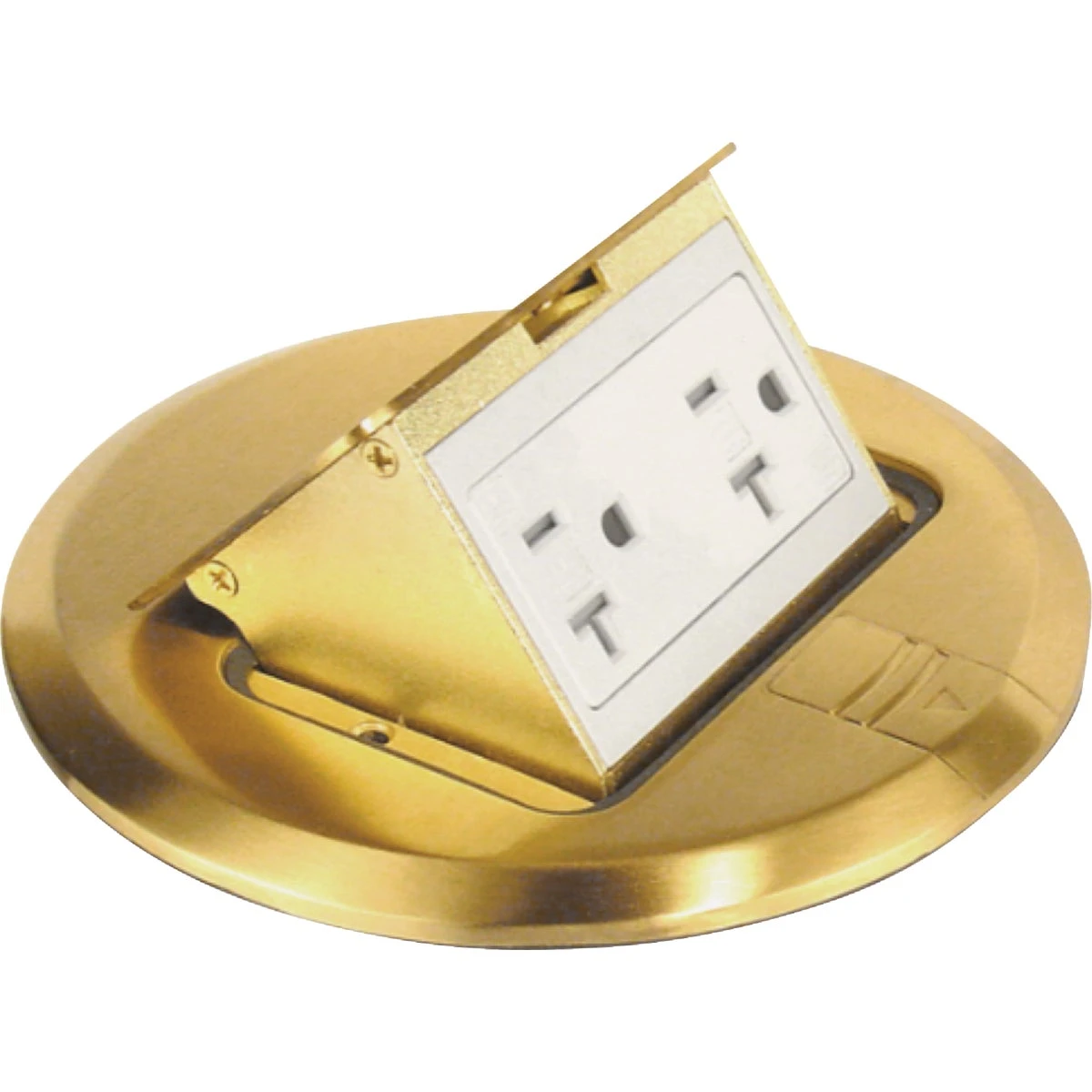 Brass Round Floor Box Outlet Kit 5.6 In. X 5.9 In. Single Gang