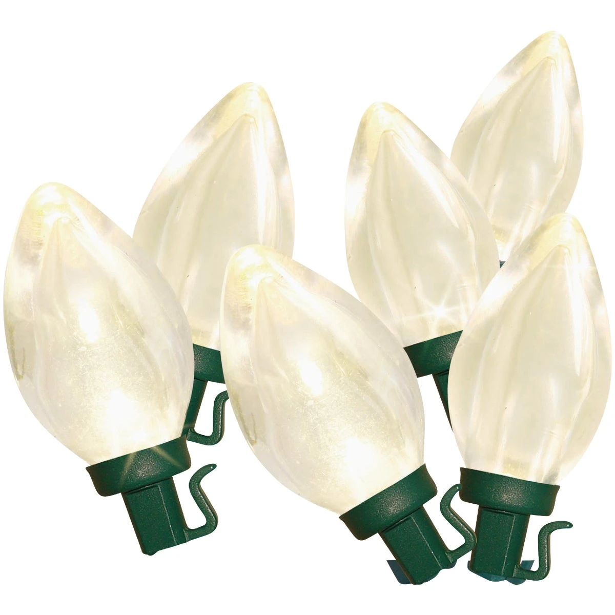 Super Bright Warm White 25-bulb C7 Led String Light Set With Green Wire - Indoor/outdoor