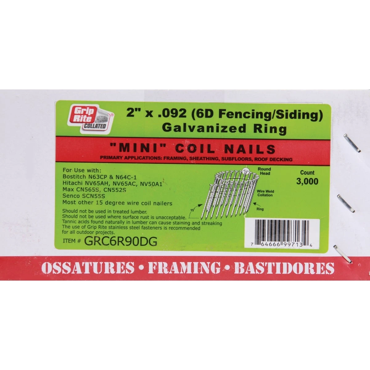 Grip-rite 15 Degree Wire Weld Galvanized Coil Siding Nail, 2 In. X .092 In.