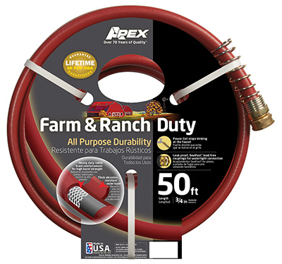 Garden Hose, Farm & Ranch Duty, 450 Psi, 3/4-in. X 50-ft., Dark Red