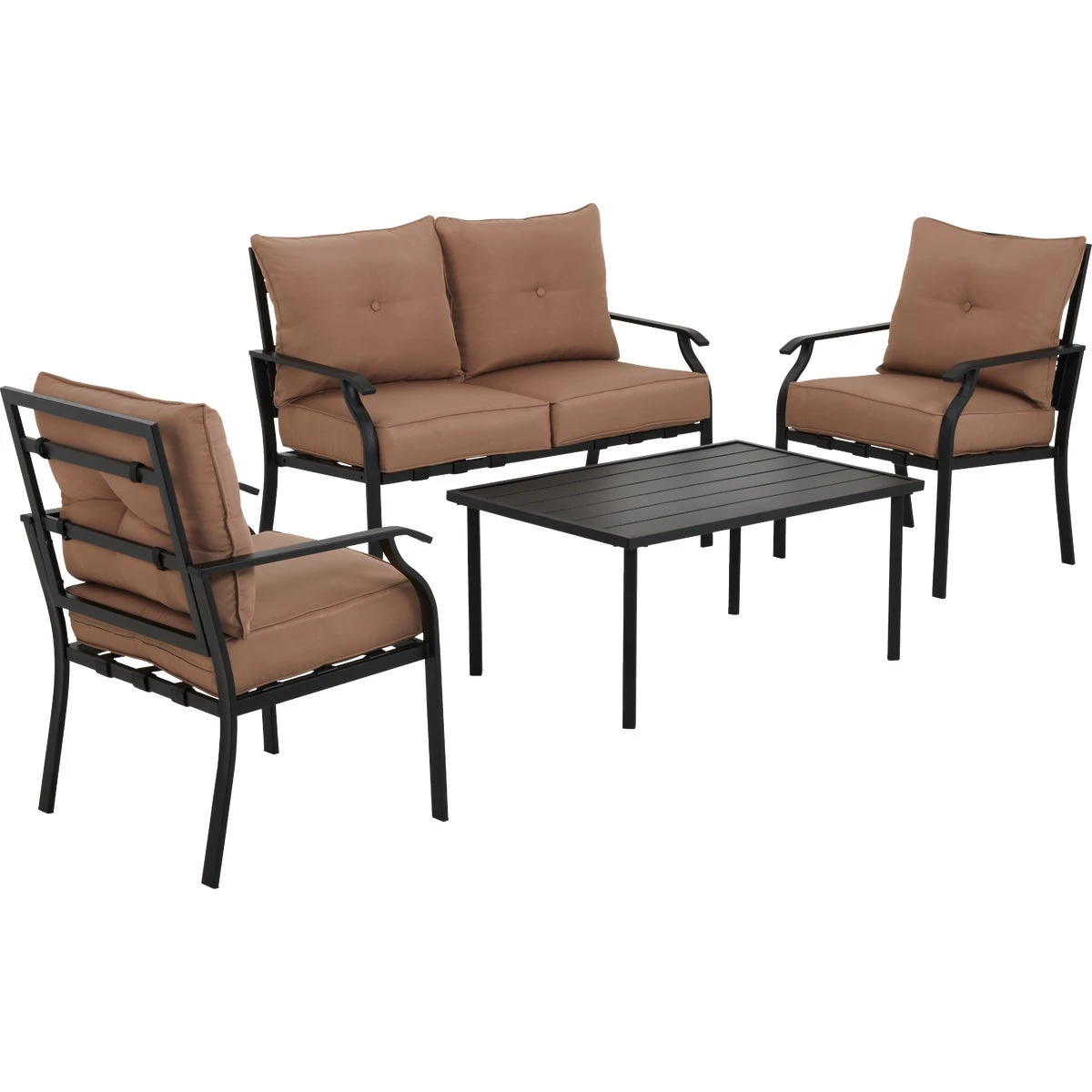 Azure Brown 4-piece Chat Set With Cushioned Seating