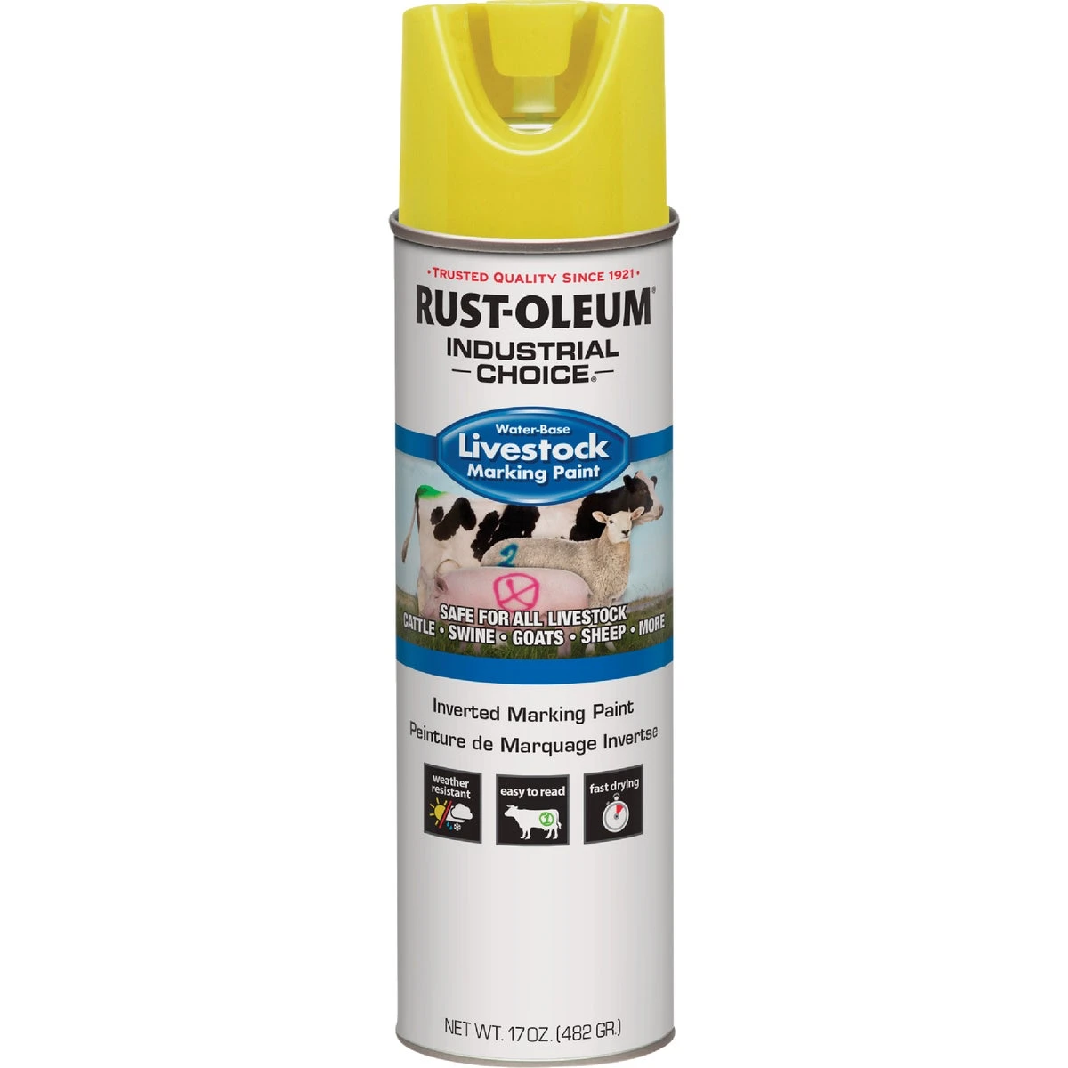 17 Oz. Fluorescent Yellow Livestock Marking Paint - Durable & Weather-resistant