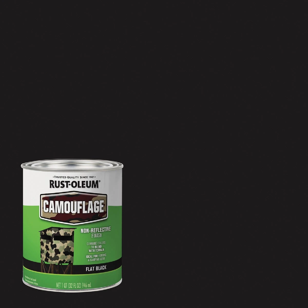 1 Quart Camouflage Brush-on Paint In Black For Versatile Outdoor Use