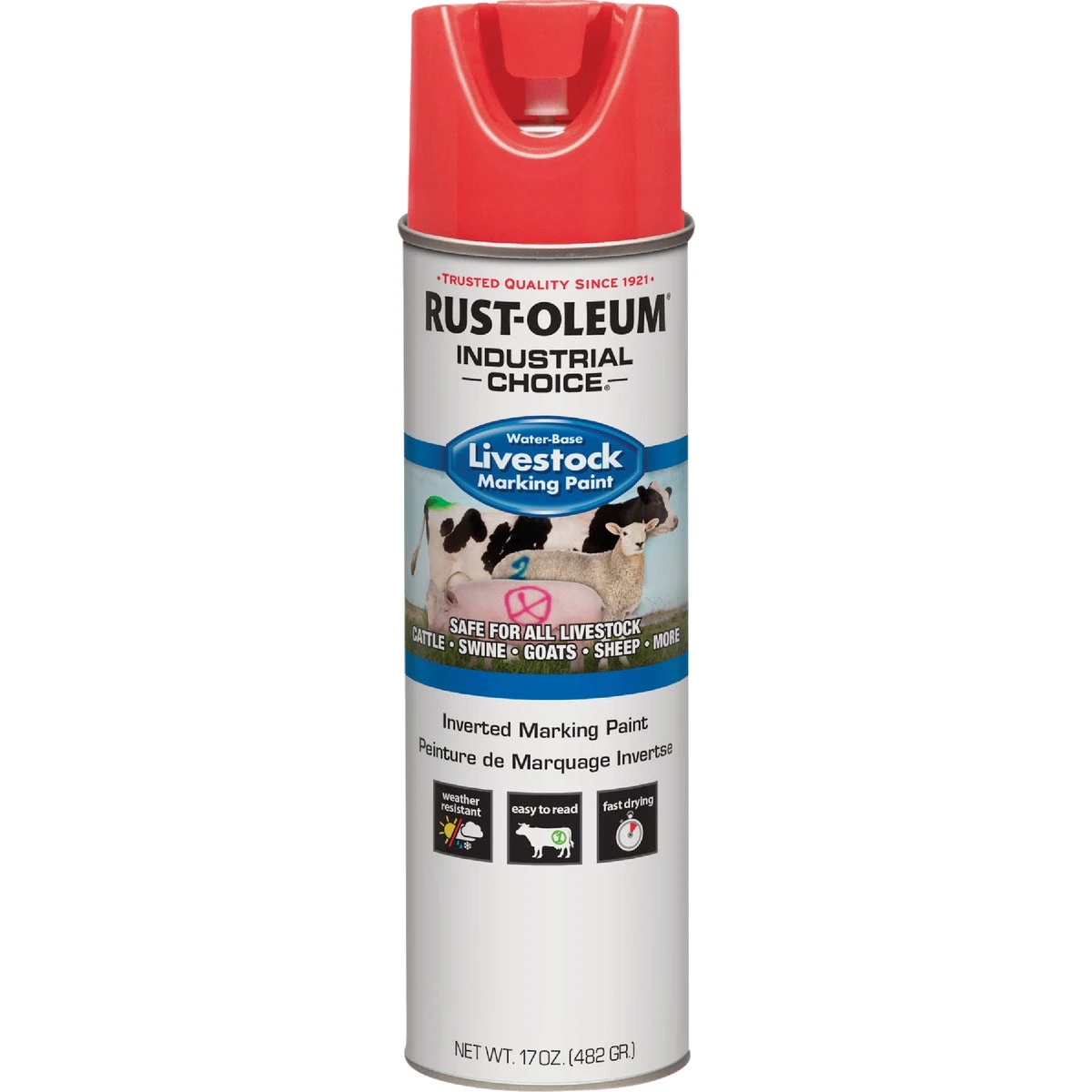 17 Oz. Fluorescent Red Livestock Marking Paint - Durable & Weather-resistant