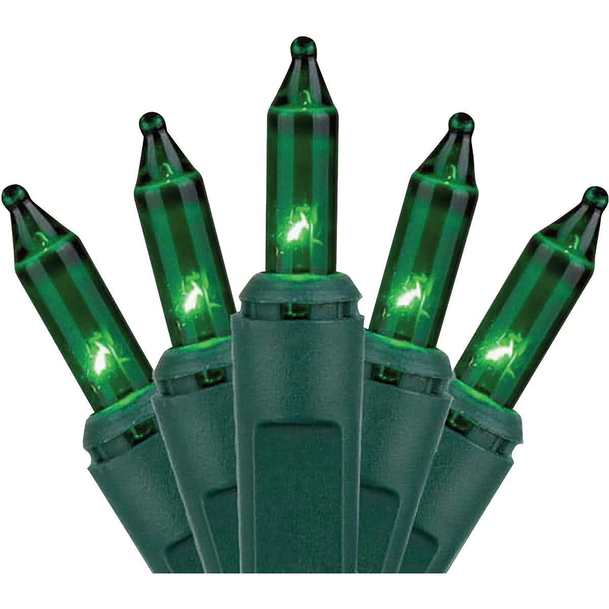 Green 50-bulb Mini Incandescent String Light Set With Green Wire