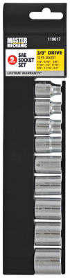 9-piece 3/8-inch Drive 6-point Socket Set By Master Mechanic