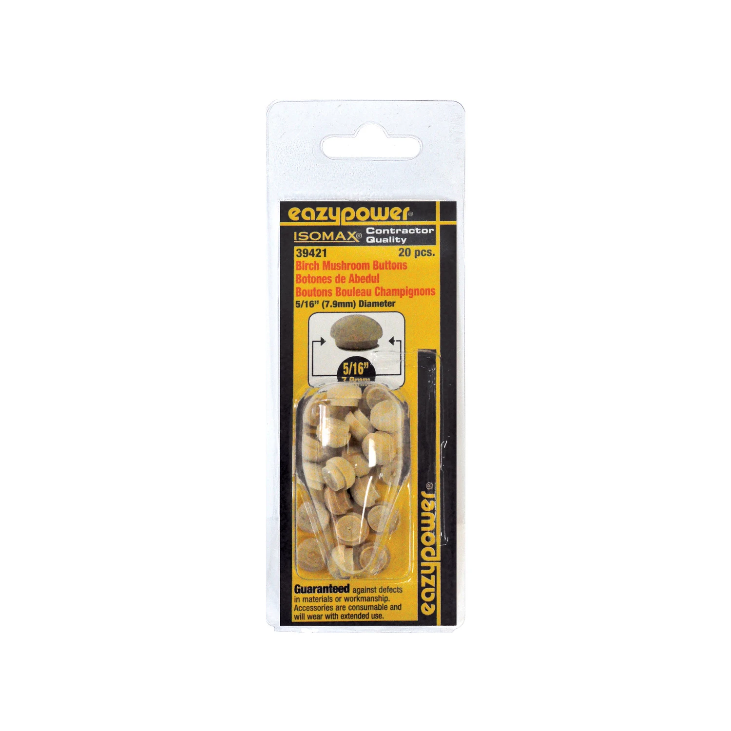 39421 0.31 in. Mushroom Shaped Plug- 20 Pack