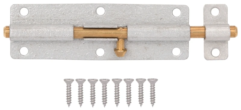 6 Inch Galvanized Barrel Bolt With Brass Pin For Interior And Exterior Use