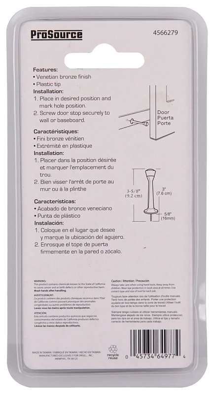 Rigid 3 Inch Ven Bronze Door Stop - Model Cl-208c-vb-ps
